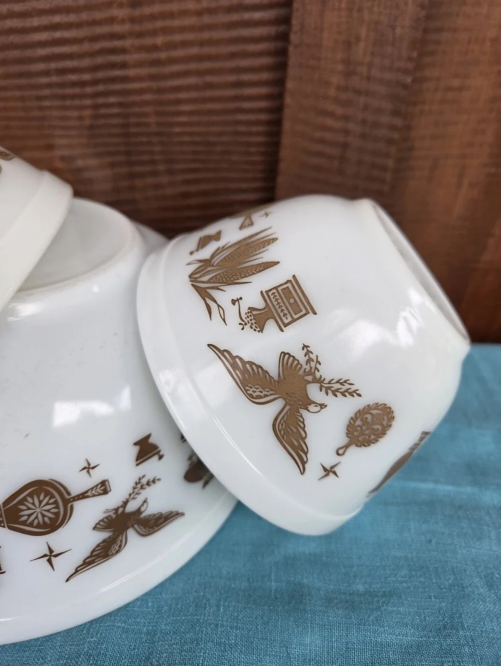 Pyrex Early American White Mixing Bowls Set 401 402 403